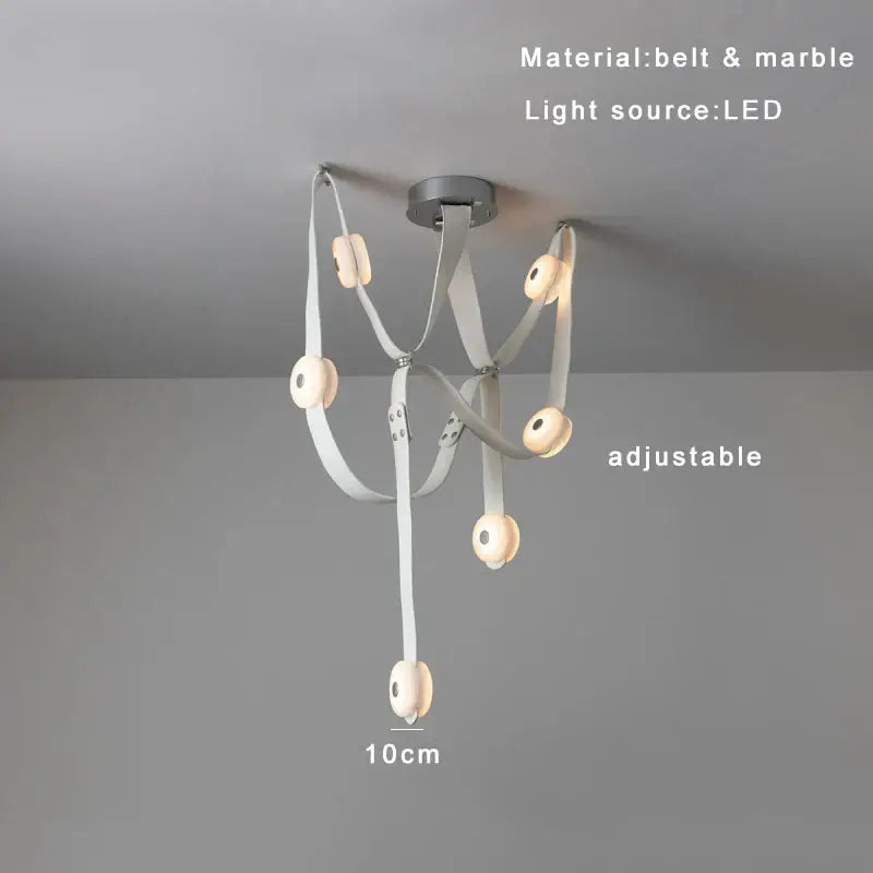 Modern white leather designer belt marble pendant lights villa chandelier