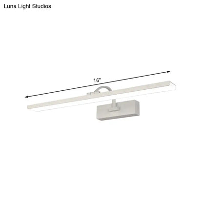 Modern white led bathroom vanity sconce with curved arm