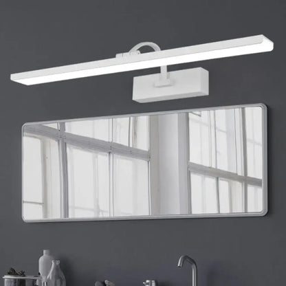 Modern white led bathroom vanity sconce with curved arm