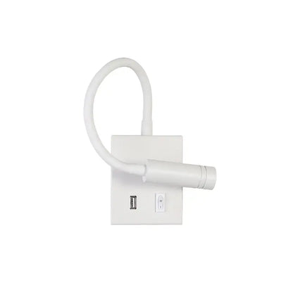 Modern white led bedside wall lamp with usb port – bedroom reading light