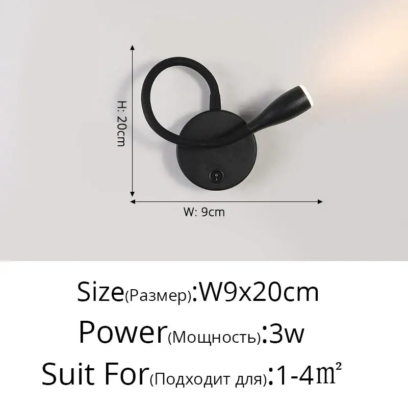 Modern white led bedside wall lamp with usb port – bedroom reading light