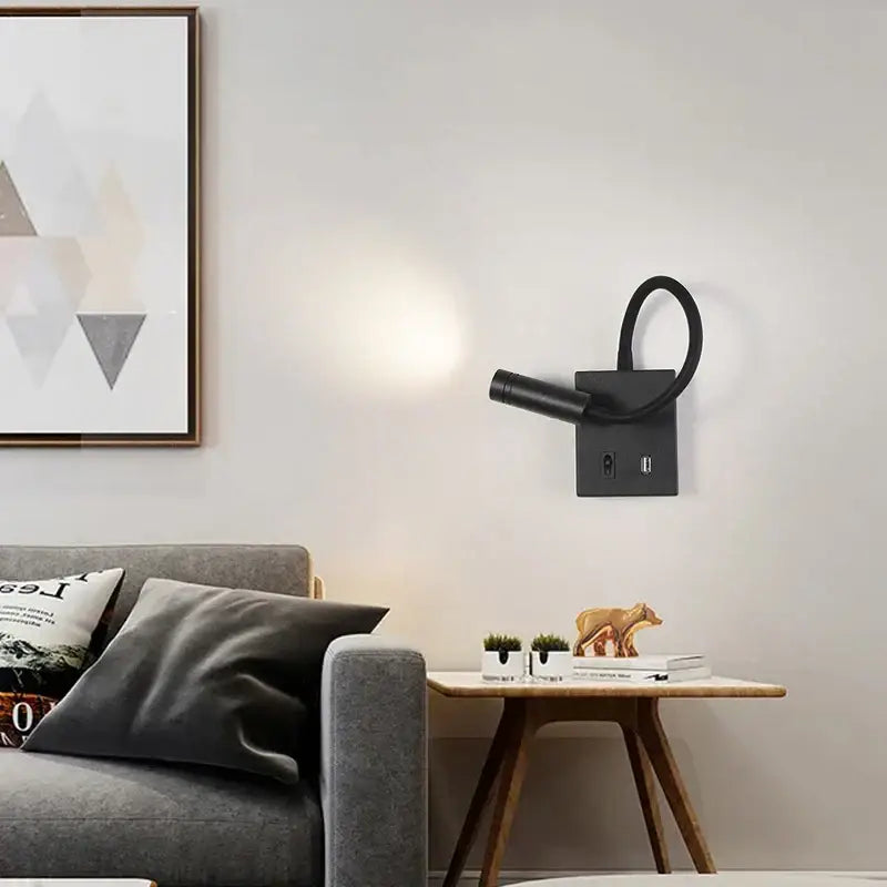 Modern white led bedside wall lamp with usb port – bedroom reading light