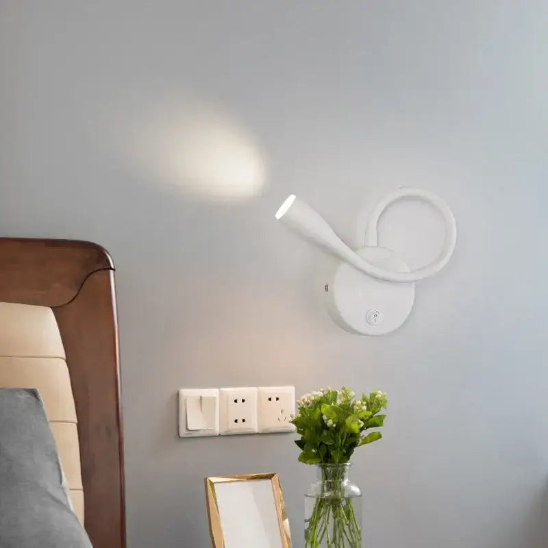 Modern white led bedside wall lamp with usb port – bedroom reading light