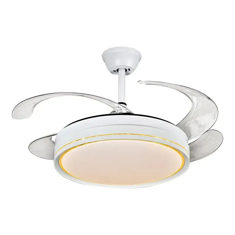 Modern white led ceiling fan living room curved blade design