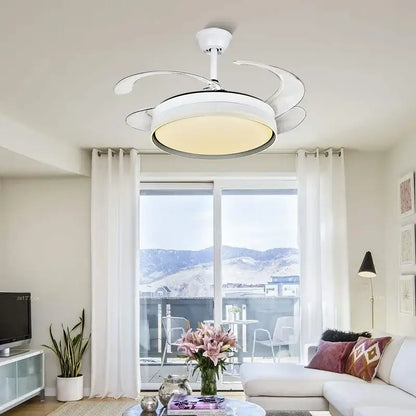 Modern white led ceiling fan with remote control bedroom light