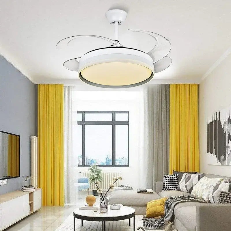Modern white led ceiling fan with remote control bedroom light