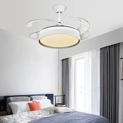 Modern white led ceiling fan with remote control bedroom light