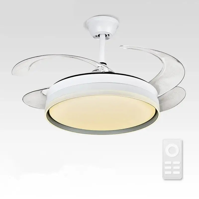 Modern white led ceiling fan with remote control bedroom light
