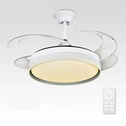 Modern white led ceiling fan with remote control bedroom light