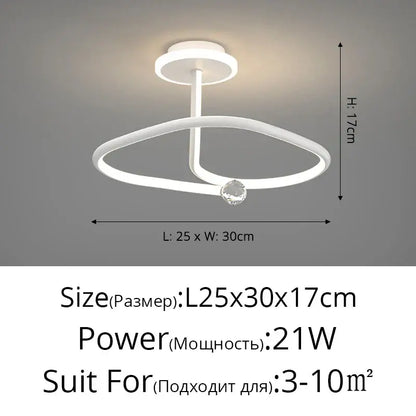 Modern white led ceiling light chandelier with crystal for living room