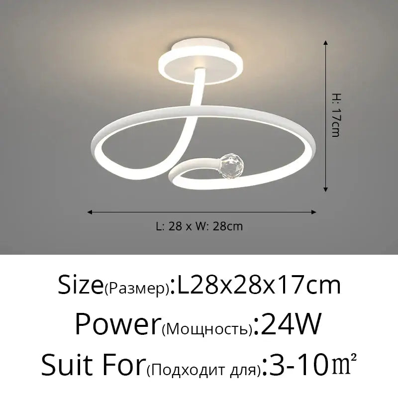 Modern white led ceiling light chandelier with crystal for living room
