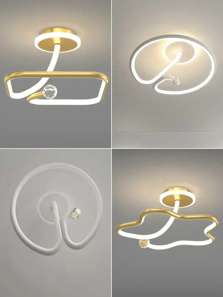 Modern white led ceiling light chandelier with crystal for living room