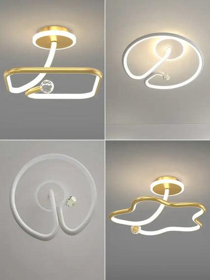 Modern white led ceiling light chandelier with crystal for living room