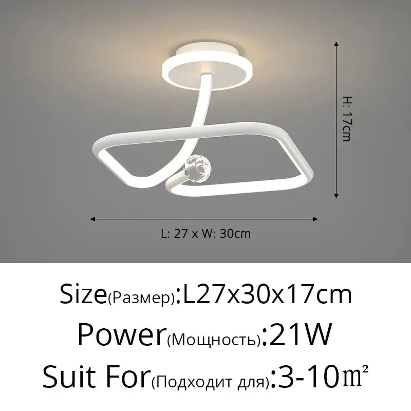 Modern white led ceiling light chandelier with crystal for living room