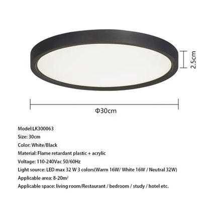Modern white led ceiling light for living room