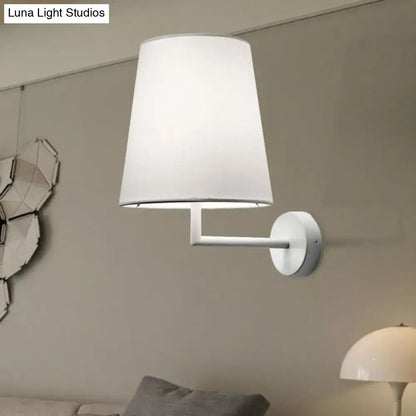 Modern white led cone wall mounted fabric sconce living room light