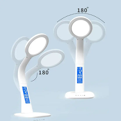 Modern white led desk lamp with digital screen for bedroom study