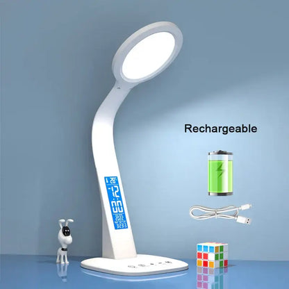 Modern white led desk lamp with digital screen for bedroom study