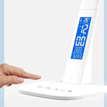 Modern white led desk lamp with digital screen for bedroom study