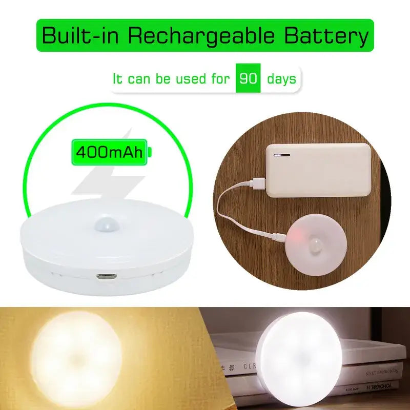 Modern white led motion sensor nightlight for stairs and closet