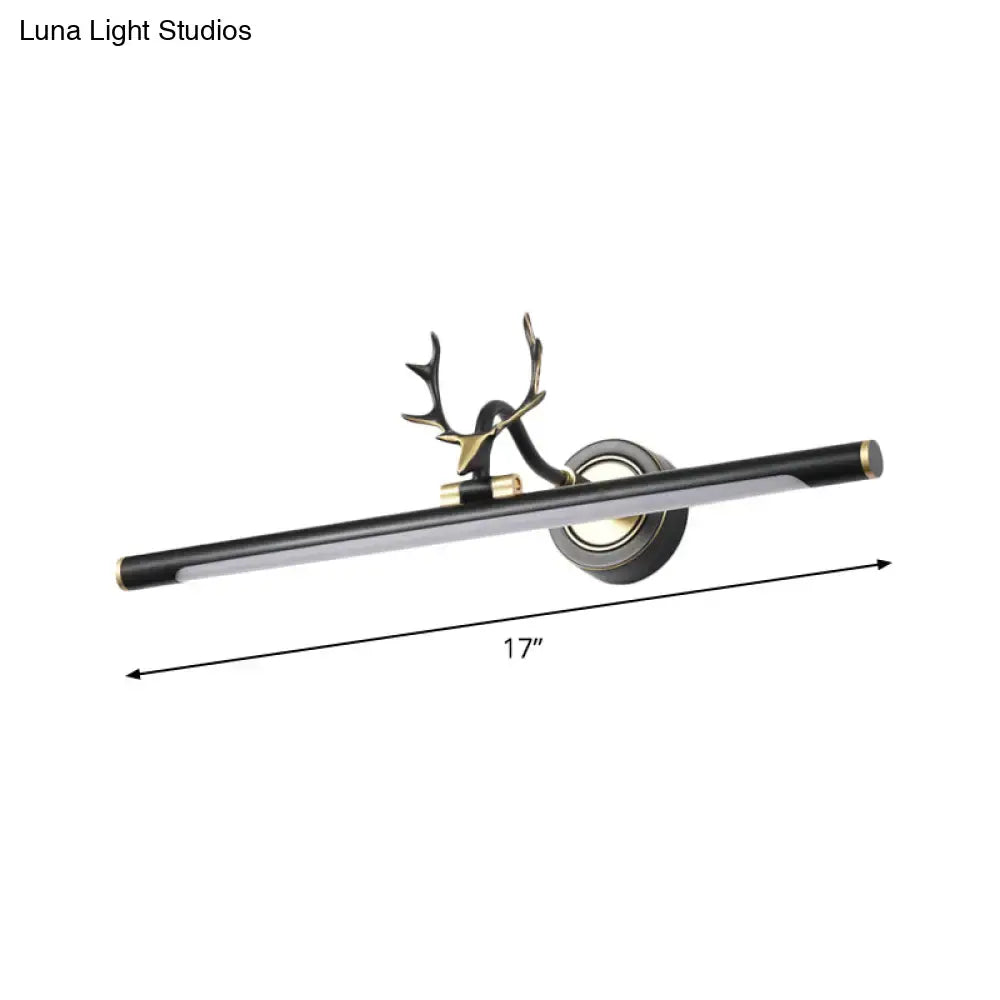 Modern white led toilet vanity light with black metal shade bathroom
