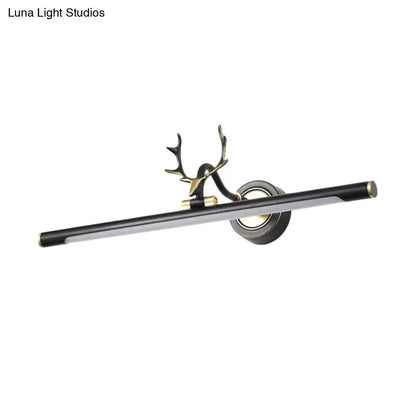 Modern white led toilet vanity light with black metal shade bathroom