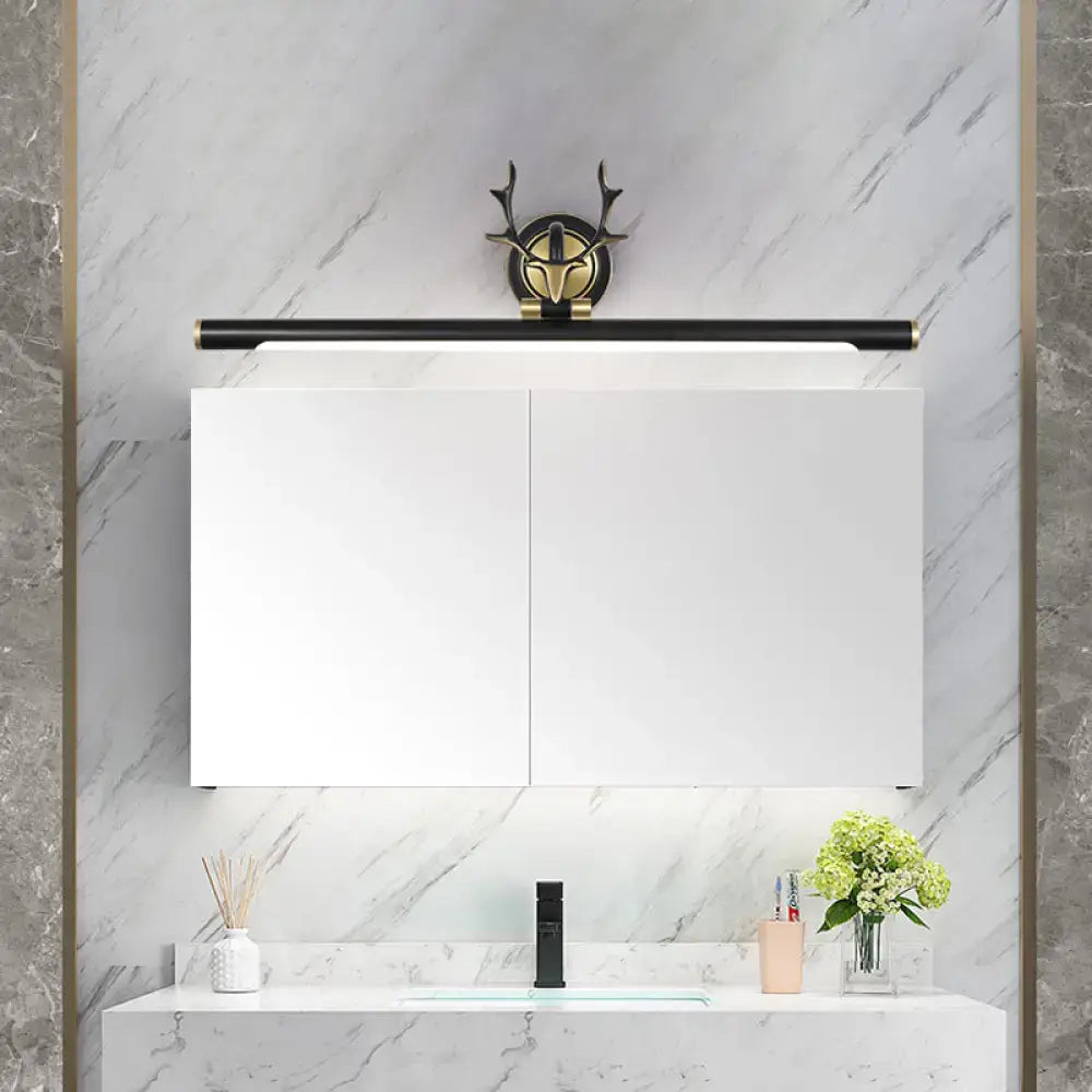 Modern white led toilet vanity light with black metal shade bathroom