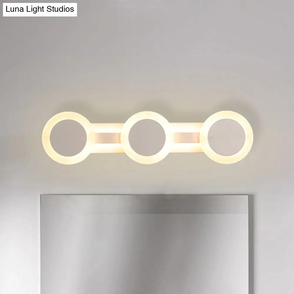 DecorBites™ Modern White LED Vanity Light - 16"/23.5" Linear Wall Sconce with Acrylic Shade - Warm/White Light, 3/4 Lights