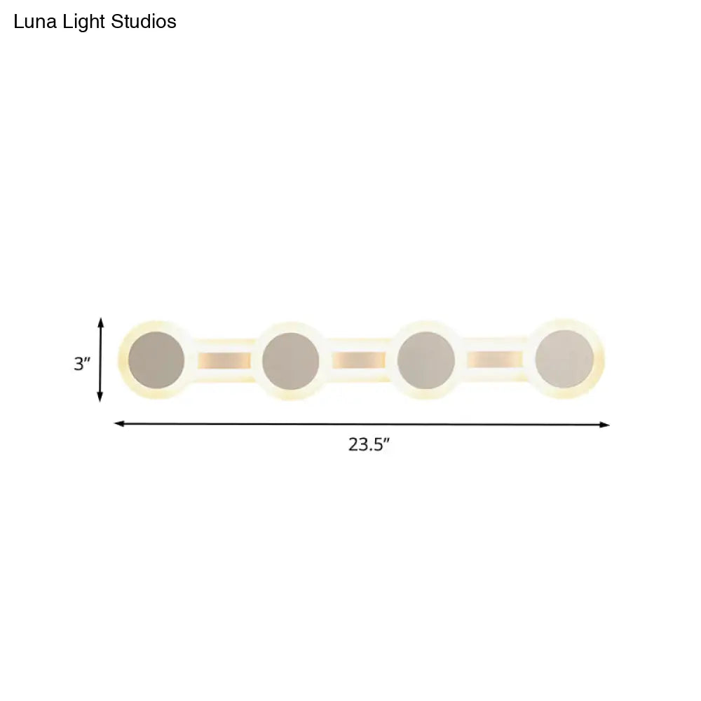 DecorBites™ Modern White LED Vanity Light - 16"/23.5" Linear Wall Sconce with Acrylic Shade - Warm/White Light, 3/4 Lights
