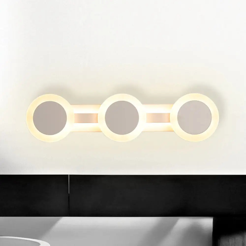 DecorBites™ Modern White LED Vanity Light - 16"/23.5" Linear Wall Sconce with Acrylic Shade - Warm/White Light, 3/4 Lights