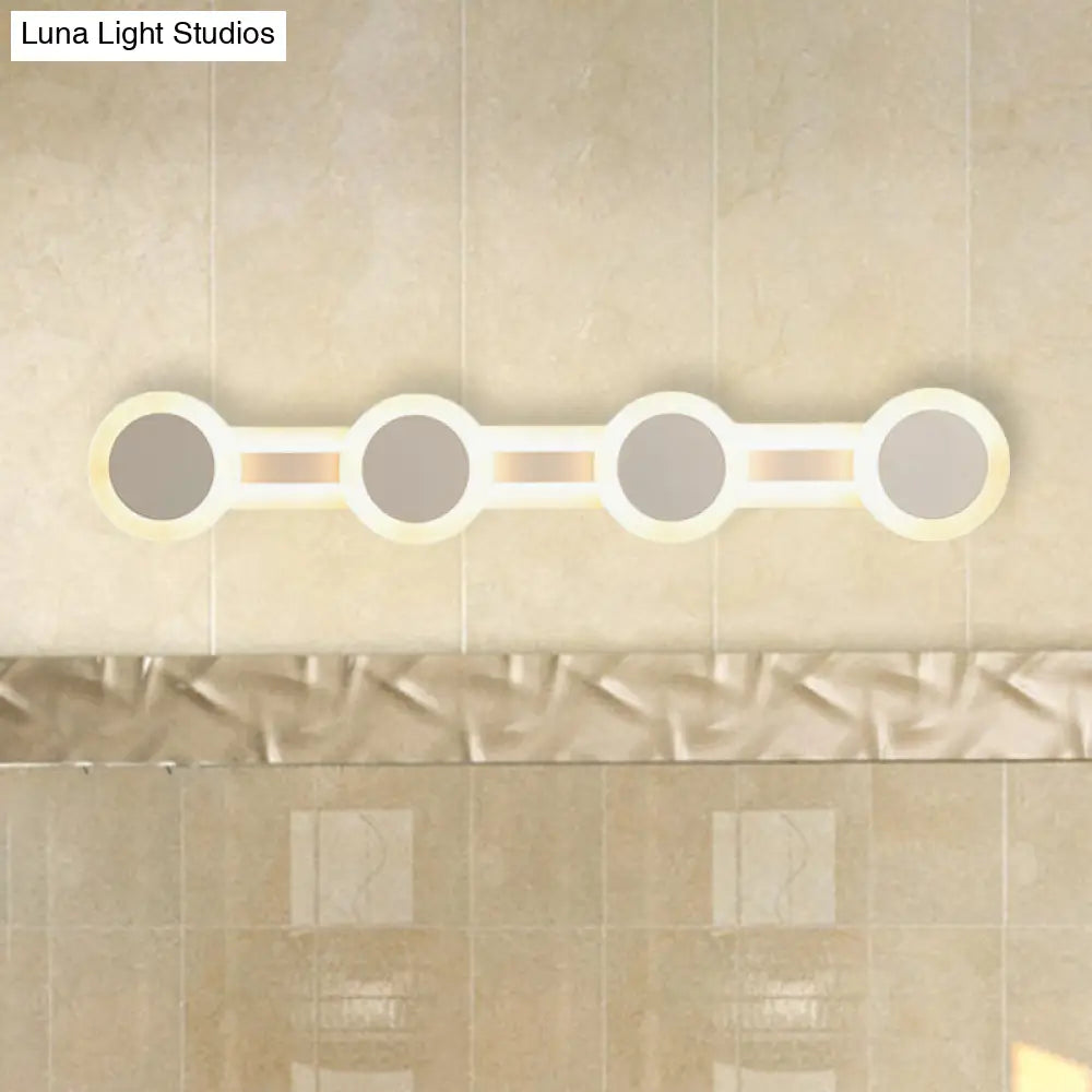 DecorBites™ Modern White LED Vanity Light - 16"/23.5" Linear Wall Sconce with Acrylic Shade - Warm/White Light, 3/4 Lights