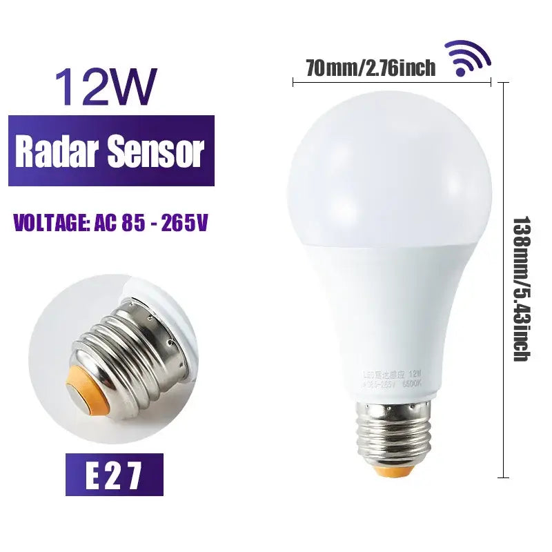 Modern white led wall lamp porch radar motion sensor lightbulb