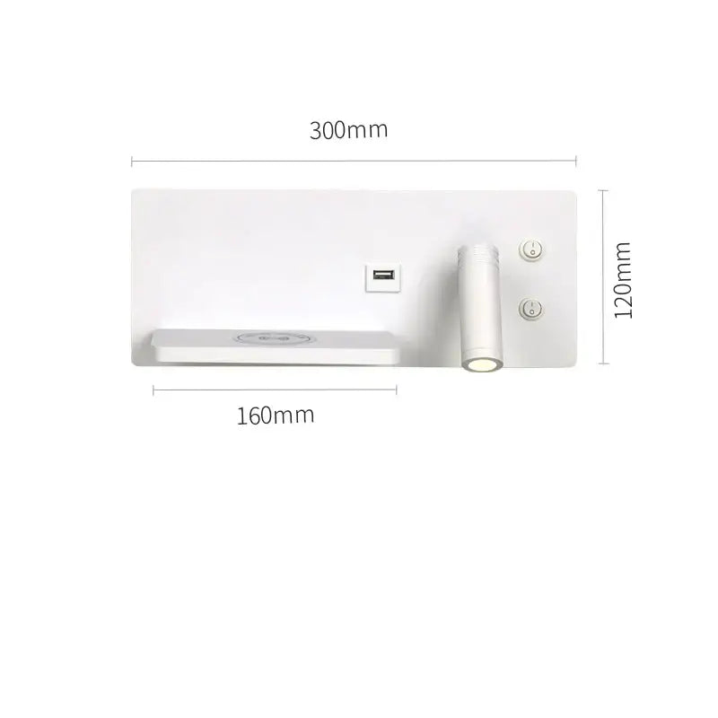 Modern white led wall light with usb charging – bedroom wall lamp