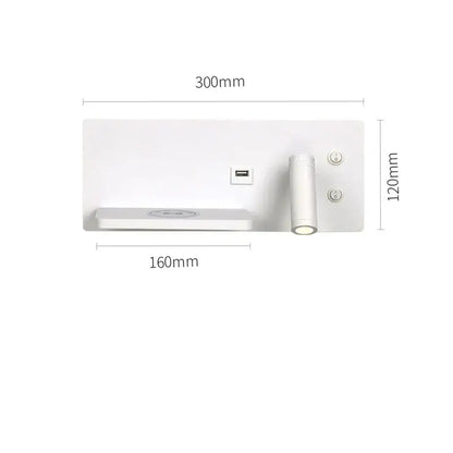 Modern white led wall light with usb charging – bedroom wall lamp