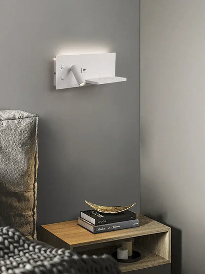 Modern white led wall light with usb charging – bedroom wall lamp