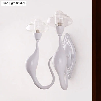 DecorBites™ Modern White LED Wall Sconce Light Fixture - Oval Glass, Dolphin-Shaped Arm
