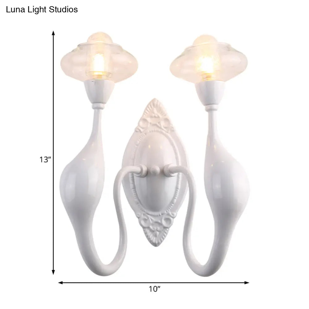 DecorBites™ Modern White LED Wall Sconce Light Fixture - Oval Glass, Dolphin-Shaped Arm
