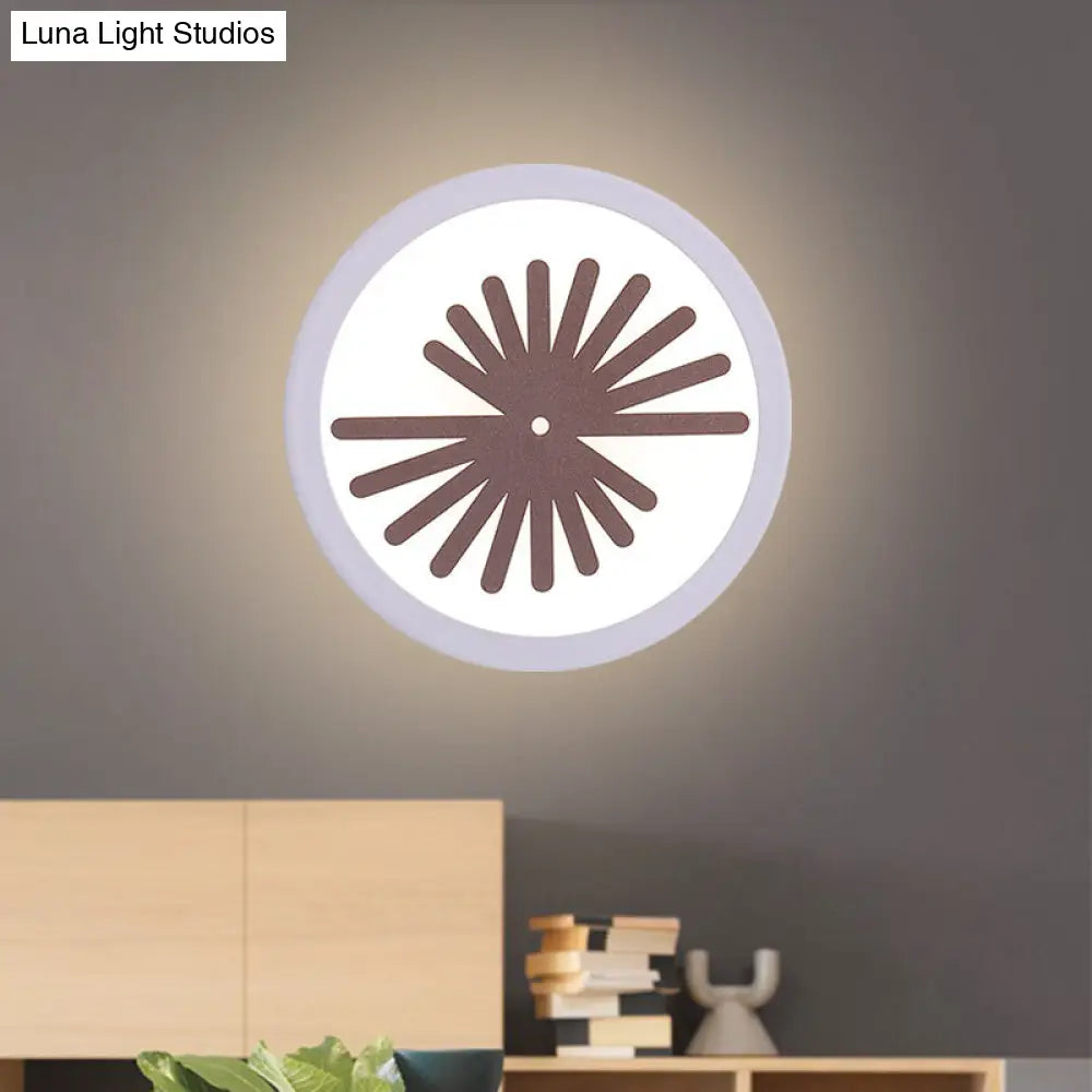 DecorBites™ Modern White LED Wall Sconce with Sector/Leaf Pattern & Warm/White Light