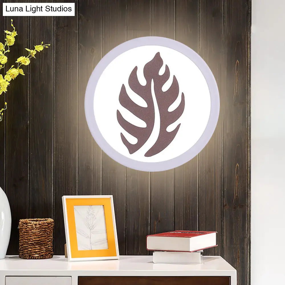 DecorBites™ Modern White LED Wall Sconce with Sector/Leaf Pattern & Warm/White Light