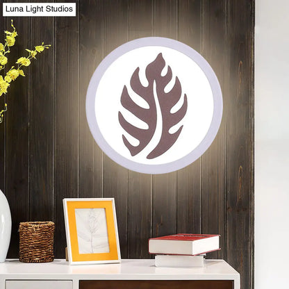 DecorBites™ Modern White LED Wall Sconce with Sector/Leaf Pattern & Warm/White Light