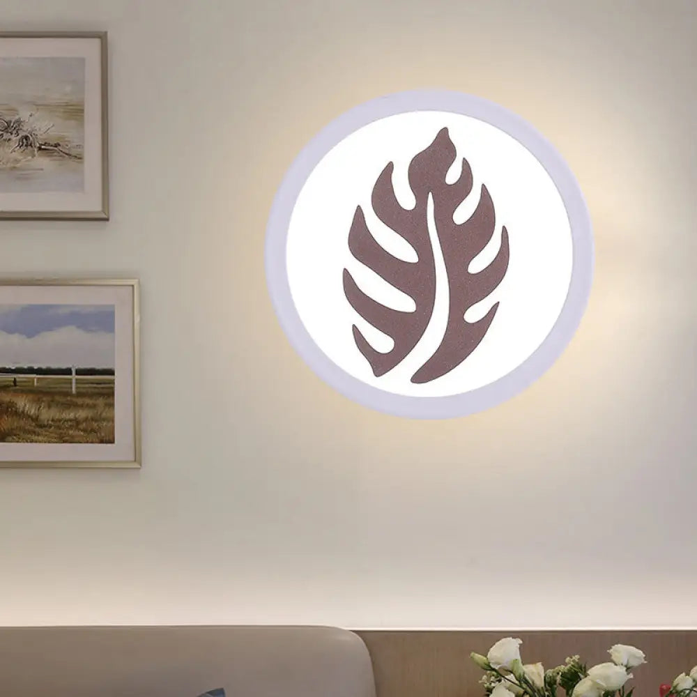 DecorBites™ Modern White LED Wall Sconce with Sector/Leaf Pattern & Warm/White Light