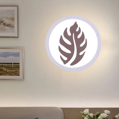 DecorBites™ Modern White LED Wall Sconce with Sector/Leaf Pattern & Warm/White Light