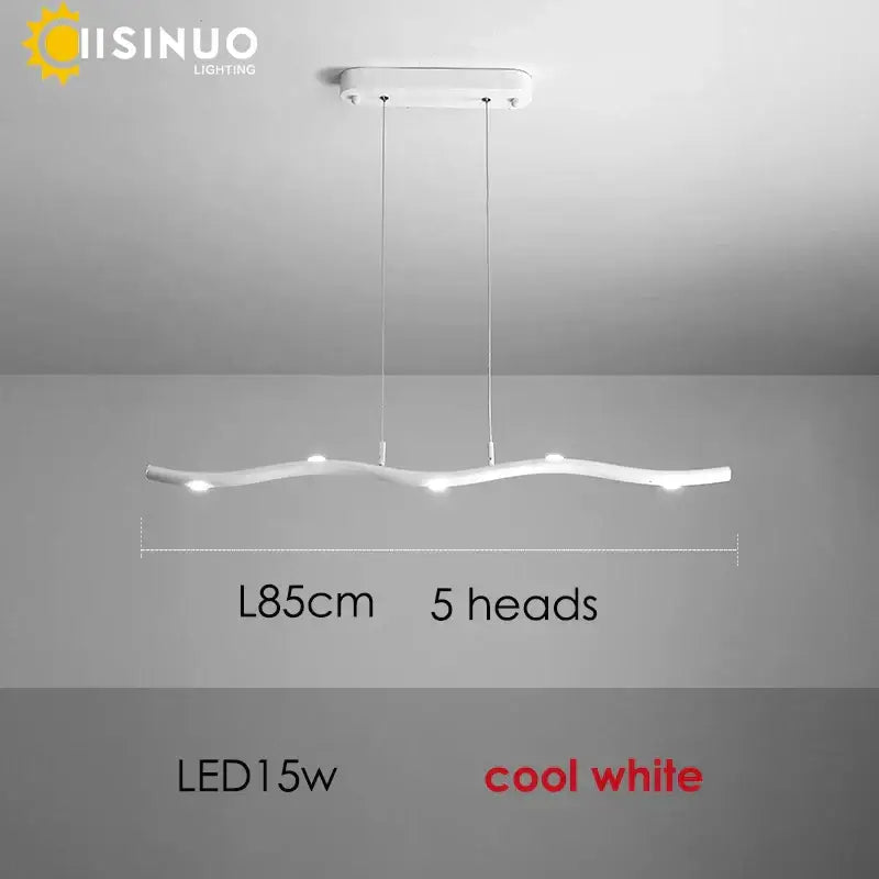 Modern white led wave pendant light dining room decor