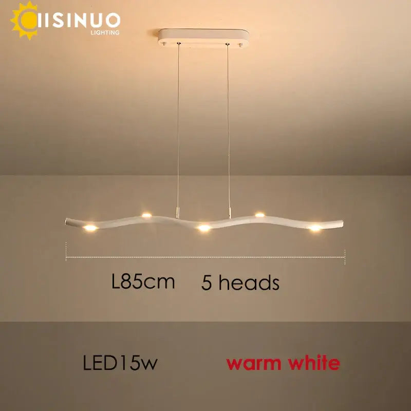Modern white led wave pendant light dining room decor