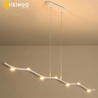 Modern white led wave pendant light dining room decor