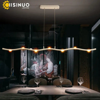 Modern white led wave pendant light dining room decor