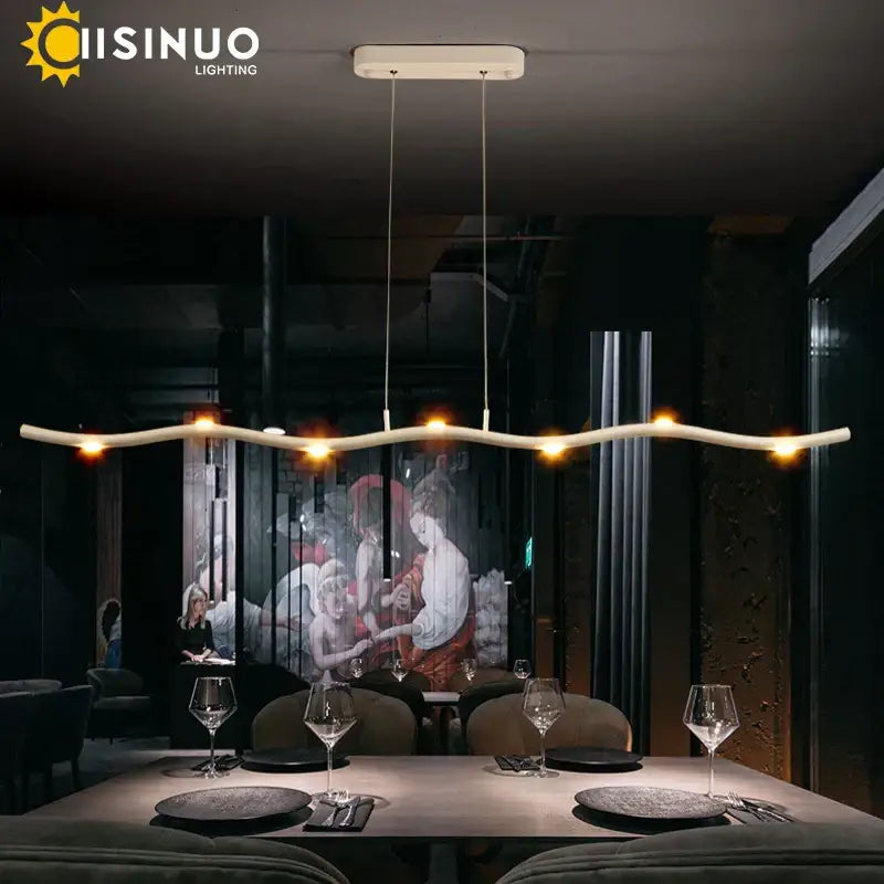 Modern white led wave pendant light dining room decor