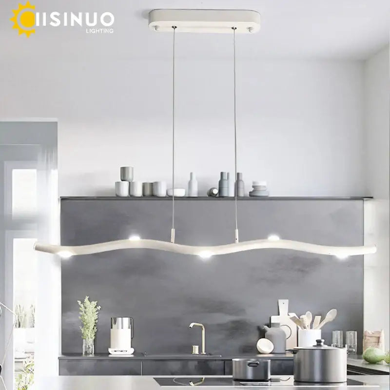 Modern white led wave pendant light dining room decor