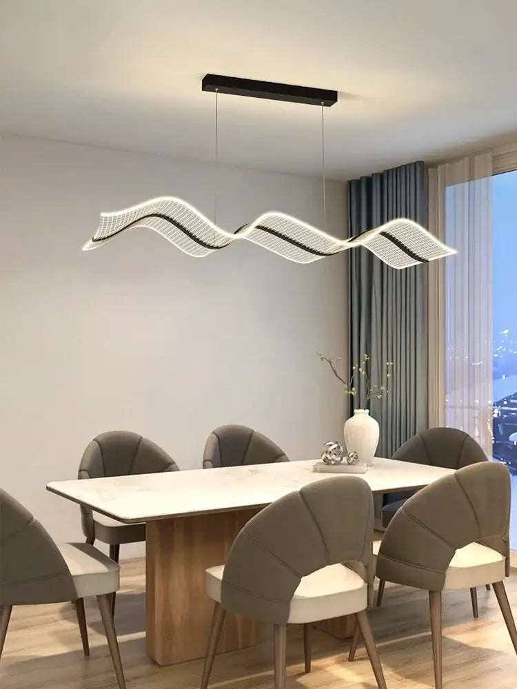Modern white led wave pendant light for living room kitchen decor