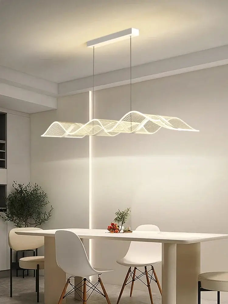 Modern white led wave pendant light for living room kitchen decor